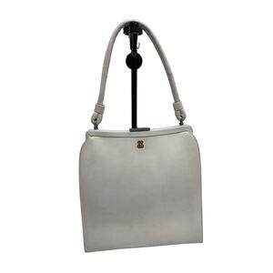 Vintage MCM 1950s White Top Clasp Bag Clutch Purse W/ Coin Purse And Mirror